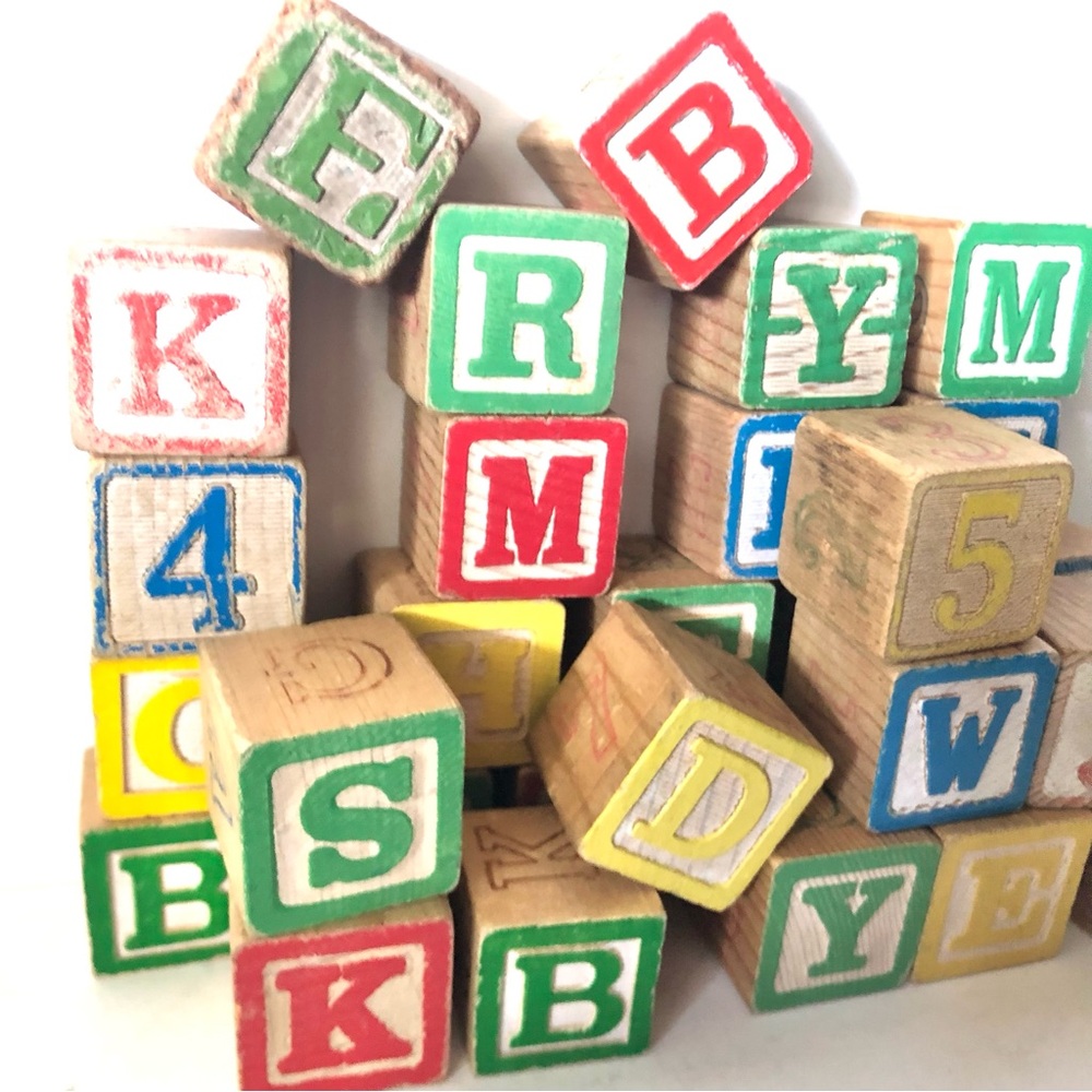 Classic Vintage Wooden Alphabet Blocks Set - Multicolor